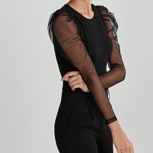 EXPRESS Black Puff Shoulder Top